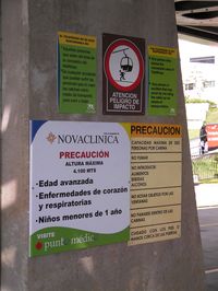 Avisos de seguridad en el teleférico