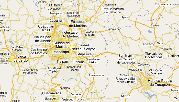Map of the region of Mexico City