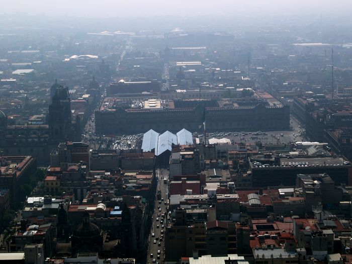Zocalo and Cathedral of Mexico City as seen from Torre Latinoamericana