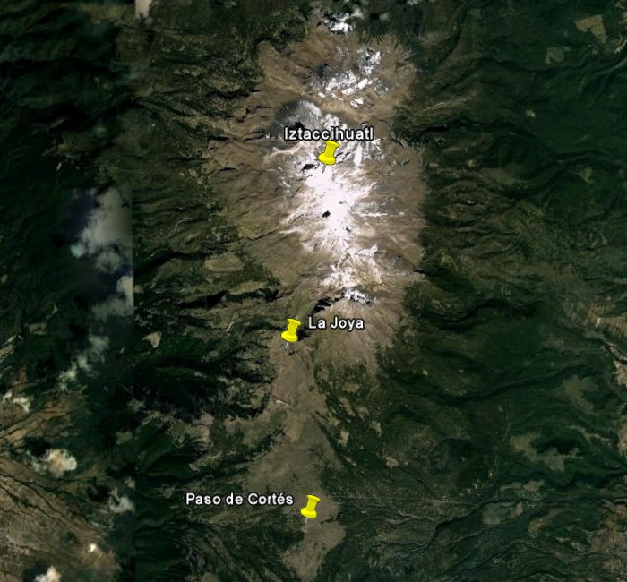 Fotografía de satélite de Iztaccíhuatl