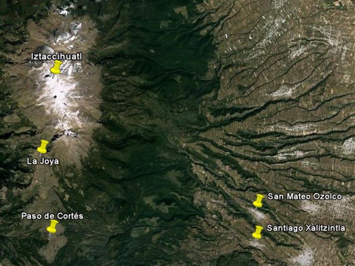 Fotografía de satélite del Iztaccíhuatl