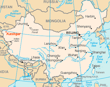 Mapa de localizaci�n de la ciudad de Kasghar