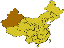Mapa de provincias de China con Xinjiang destacada