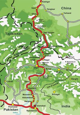 Mapa con el recorrido de la autopista del Karak�rum