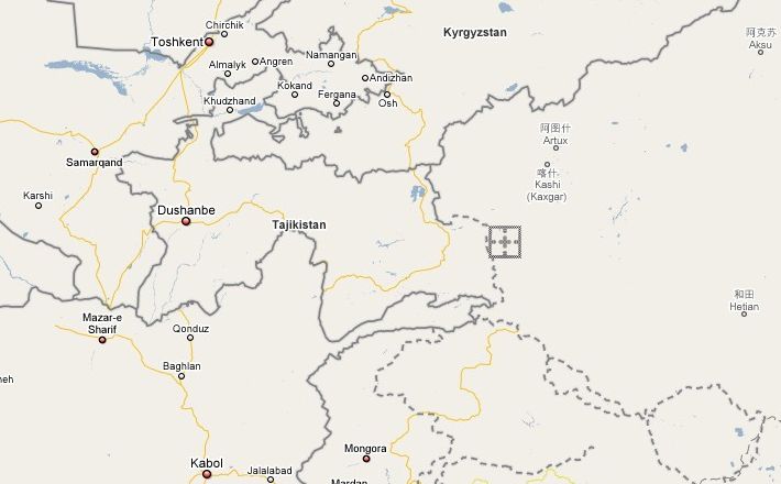 Mapa cercano: situaci�n del Muztagh Ata respecto a los pa�ses vecinos